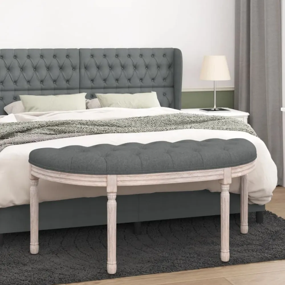vidaXL Banco de tela oscuro 110,5x45x49 cm Gris Sale