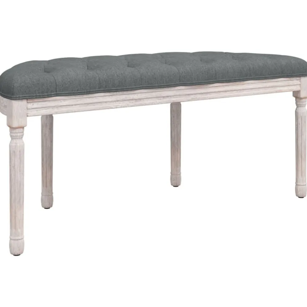 vidaXL Banco de tela oscuro 110,5x45x49 cm Gris Sale