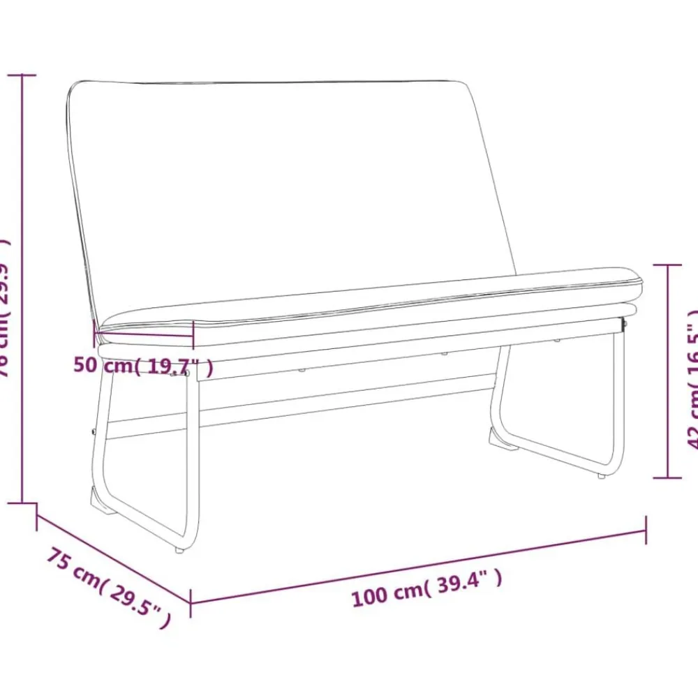 vidaXL Banco de tela 100x75x76 cm Negro