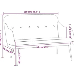 vidaXL Bancos-Banco de tela rojo tinto 110x76x80 cm