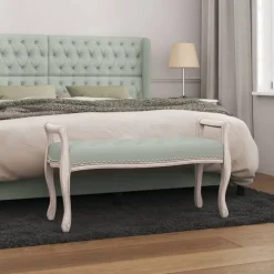 vidaXL Banco de terciopelo 110x45x60 cm Gris claro Sale