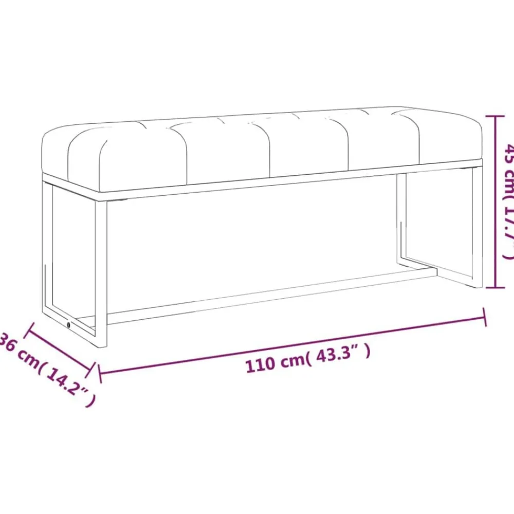 vidaXL Bancos-Banco de terciopelo 110x36x45 cm