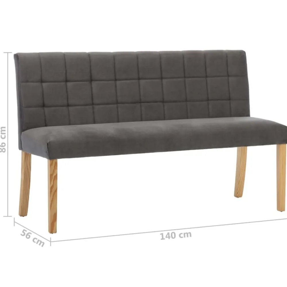 vidaXL Banco de terciopelo 140 cm Gris Best