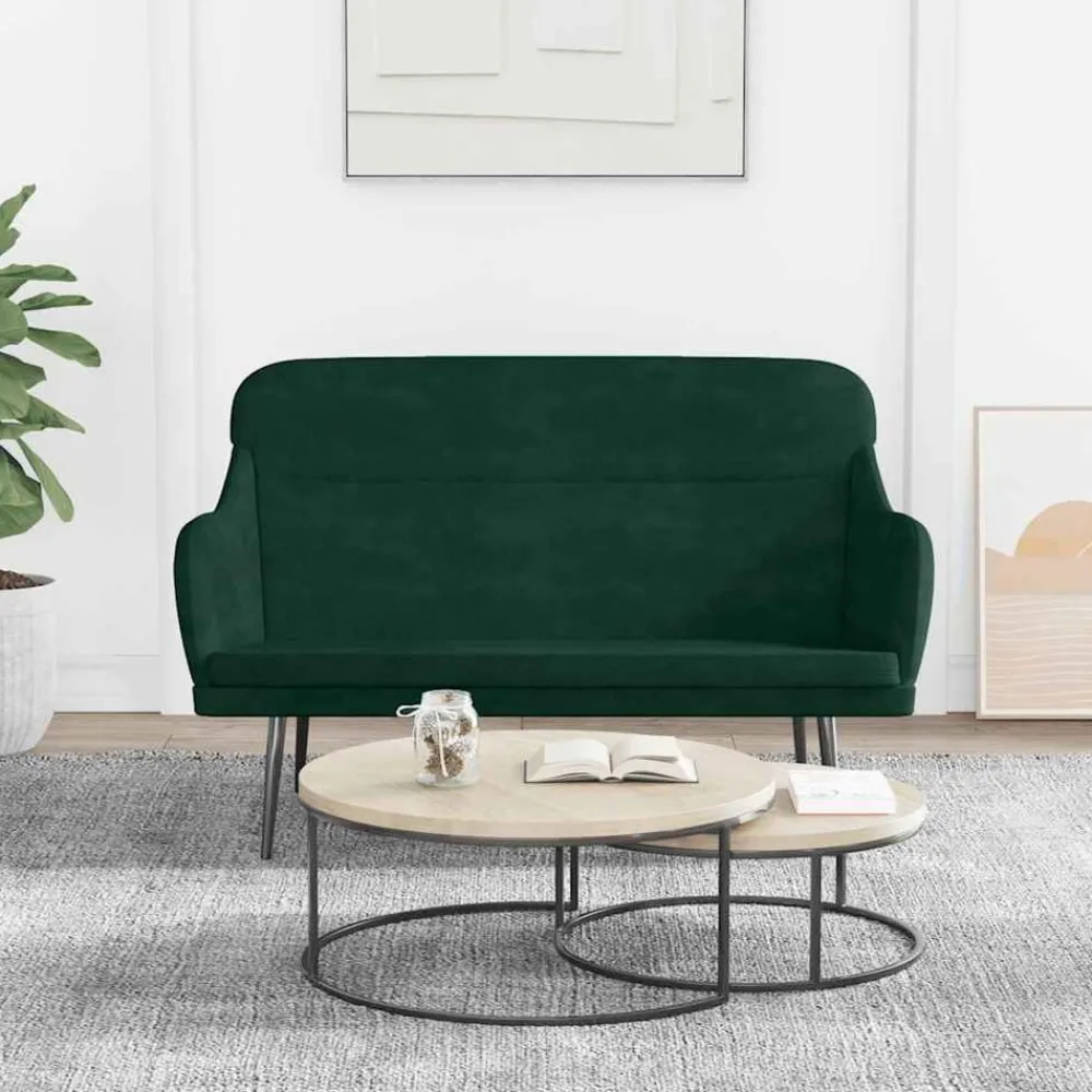 vidaXL Banco de terciopelo 110x76x80 cm Verde oscuro New