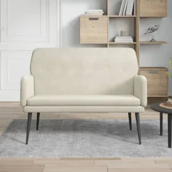vidaXL Banco de terciopelo 108x79x79 cm Crema Outlet
