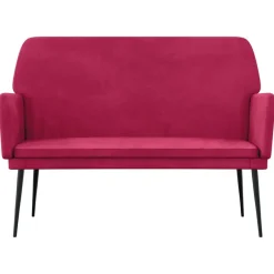 vidaXL Banco de terciopelo rojo tinto 108x79x79 cm Rojo vino tinto Outlet