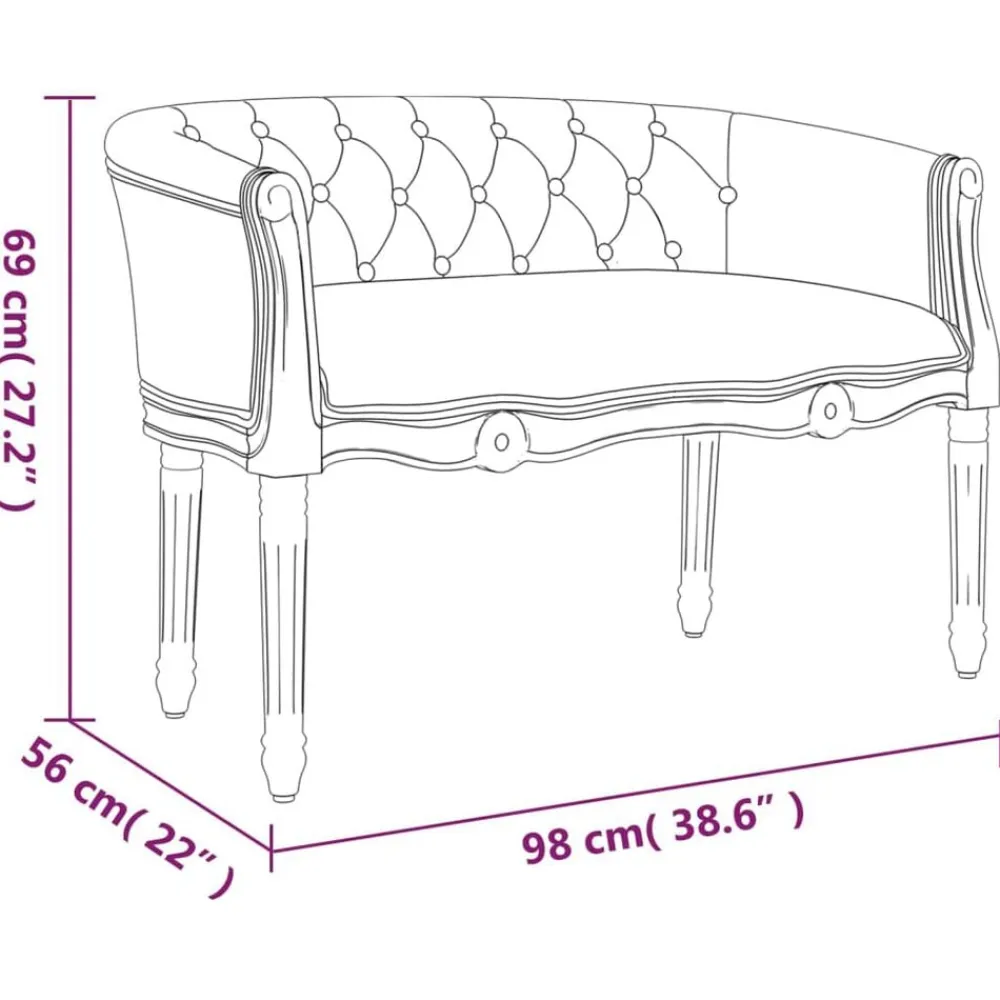 vidaXL Banco de terciopelo 98x56x69 cm Gris oscuro Online
