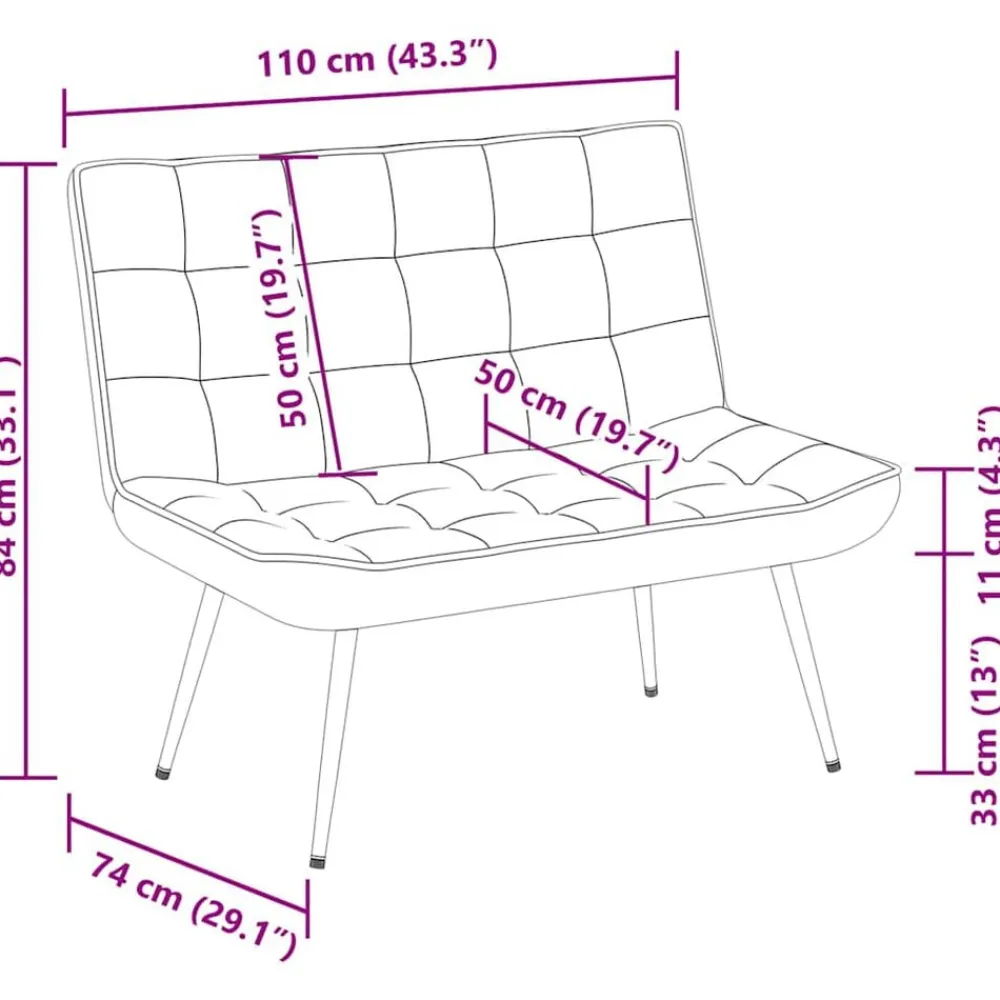 vidaXL Banco de terciopelo 110x74x84 cm Negro Outlet