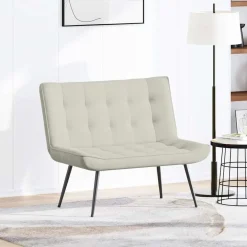 vidaXL Banco de terciopelo color 110x74x84 cm Crema Outlet