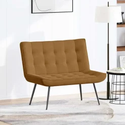 vidaXL Banco de terciopelo marrón 110x74x84 cm Marr&oacute;n Clearance