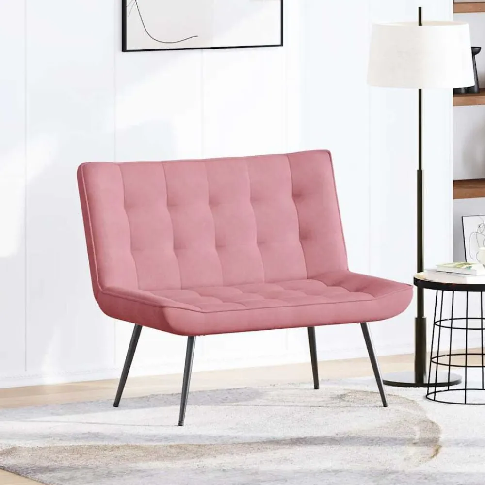 vidaXL Banco de terciopelo 110x74x84 cm Rosa Clearance