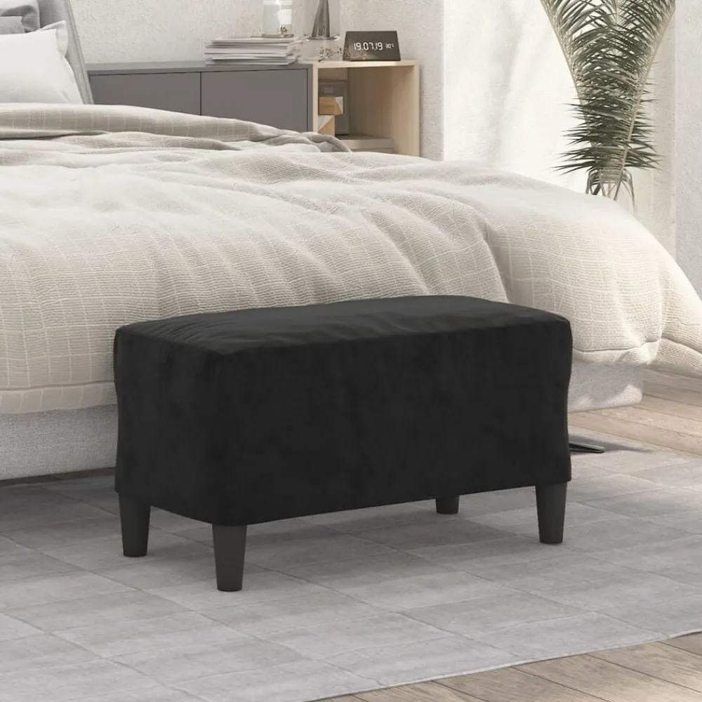 vidaXL Banco de terciopelo 70x35x41 cm Negro Clearance