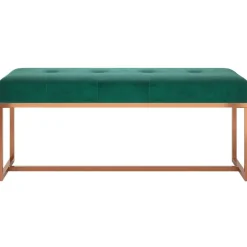 vidaXL Banco de terciopelo 110x36x45 cm Verde oscuro Sale