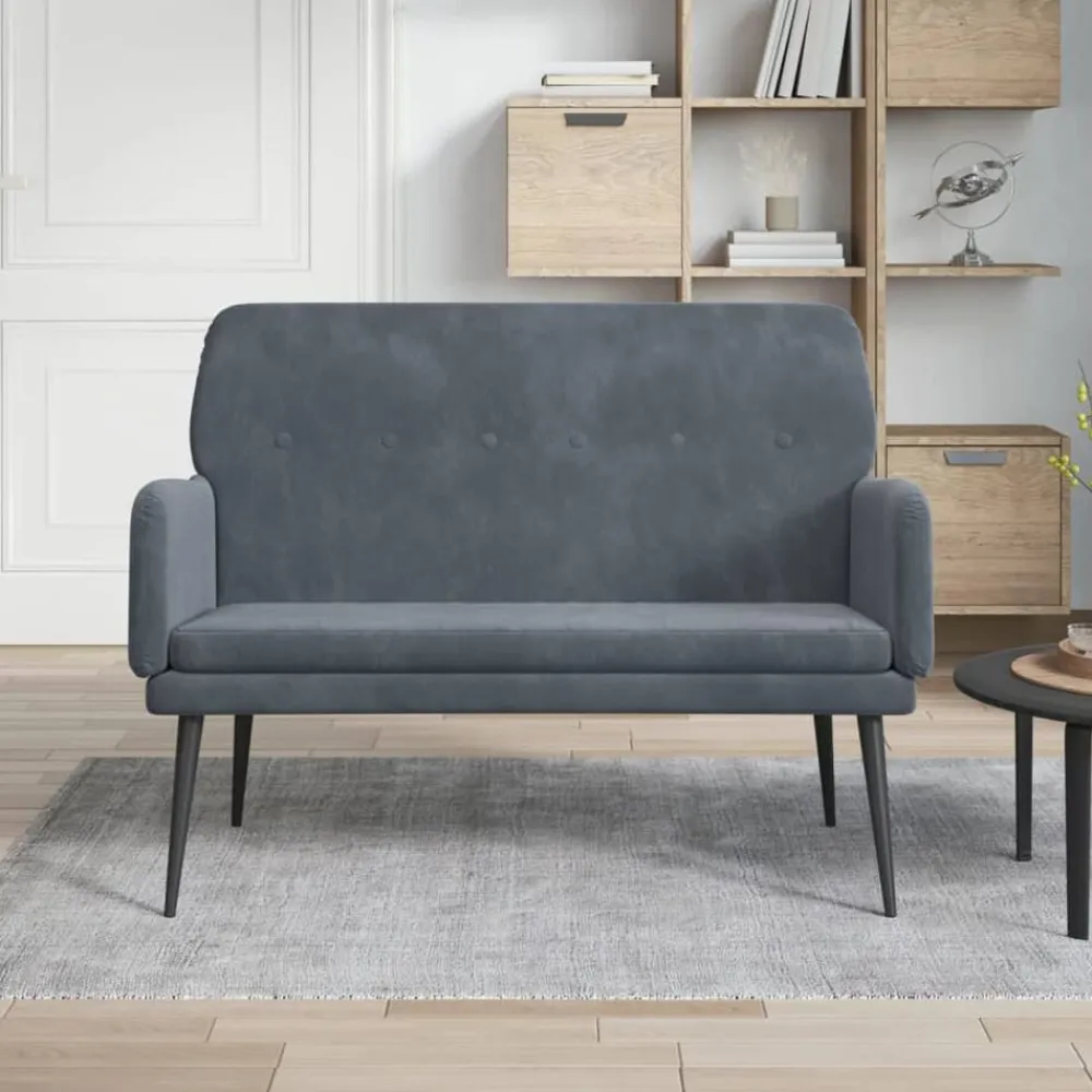 vidaXL Banco de terciopelo 108x79x79 cm Gris oscuro Discount