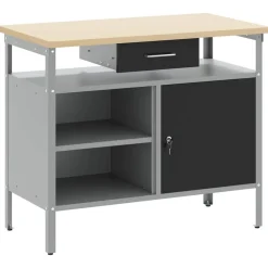 vidaXL Banco de trabajo con cajón y Gris 100 x 55 x 85 cm Negro Clearance