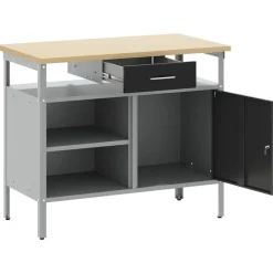 vidaXL Banco de trabajo con cajón y Gris 100 x 55 x 85 cm Negro Clearance