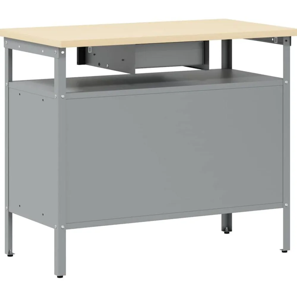vidaXL Banco de trabajo con cajón y Gris 100 x 55 x 85 cm Negro Clearance