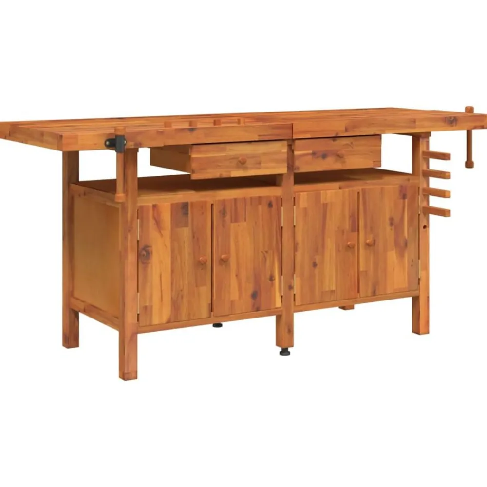 vidaXL Banco de trabajo cajones y tornillos banco madera 192x62x83 cm Outlet