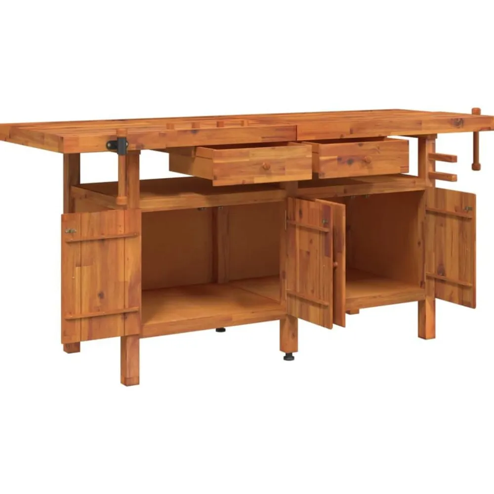 vidaXL Banco de trabajo cajones y tornillos banco madera 192x62x83 cm Outlet