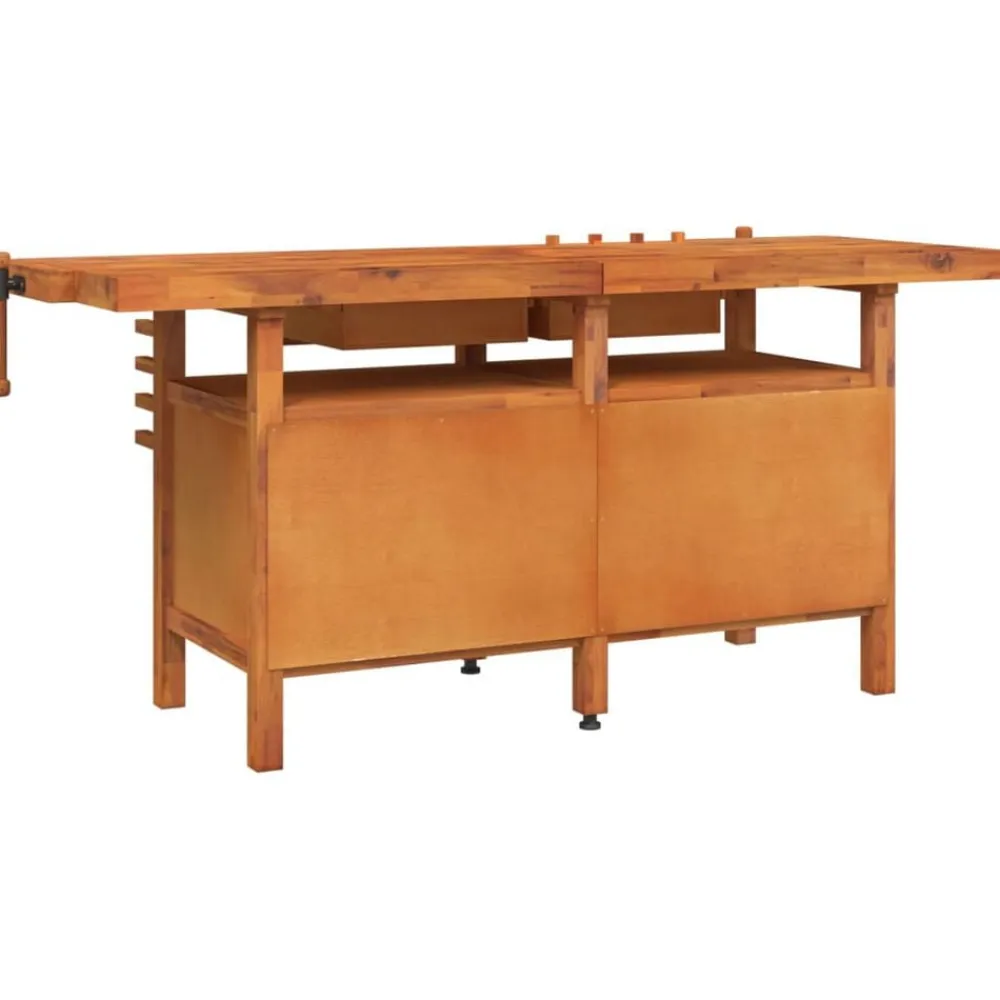 vidaXL Banco de trabajo cajones y tornillos banco madera 192x62x83 cm Outlet
