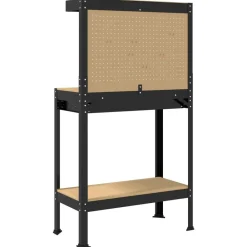 vidaXL Accesorios De Bricolaje-Banco de trabajo con cajón con estante Negro 81 x 41 x 145 cm