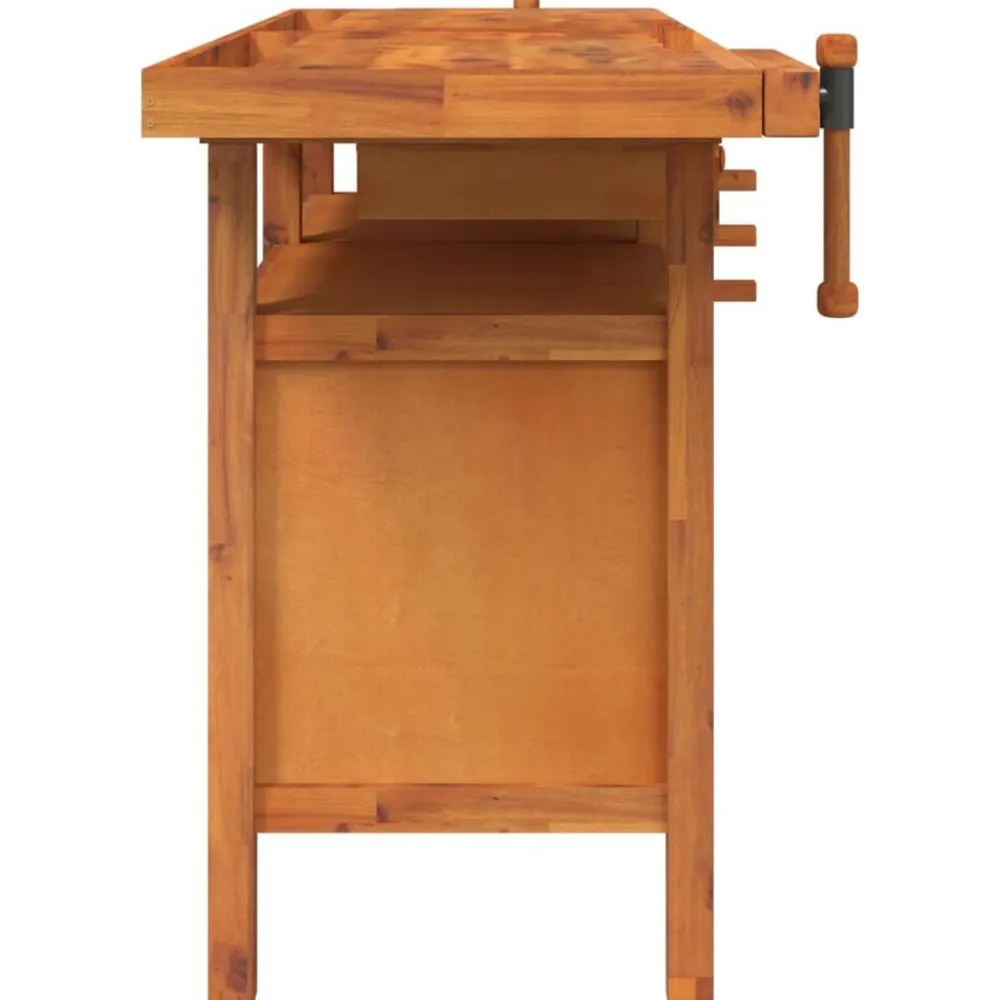 vidaXL Accesorios De Bricolaje-Banco de trabajo cajones y tornillos banco madera 162x62x83 cm