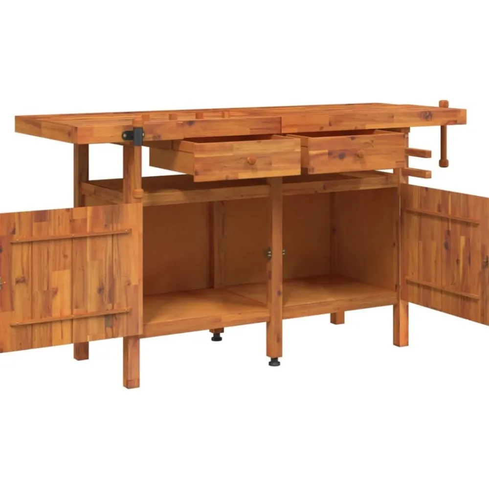 vidaXL Accesorios De Bricolaje-Banco de trabajo cajones y tornillos banco madera 162x62x83 cm