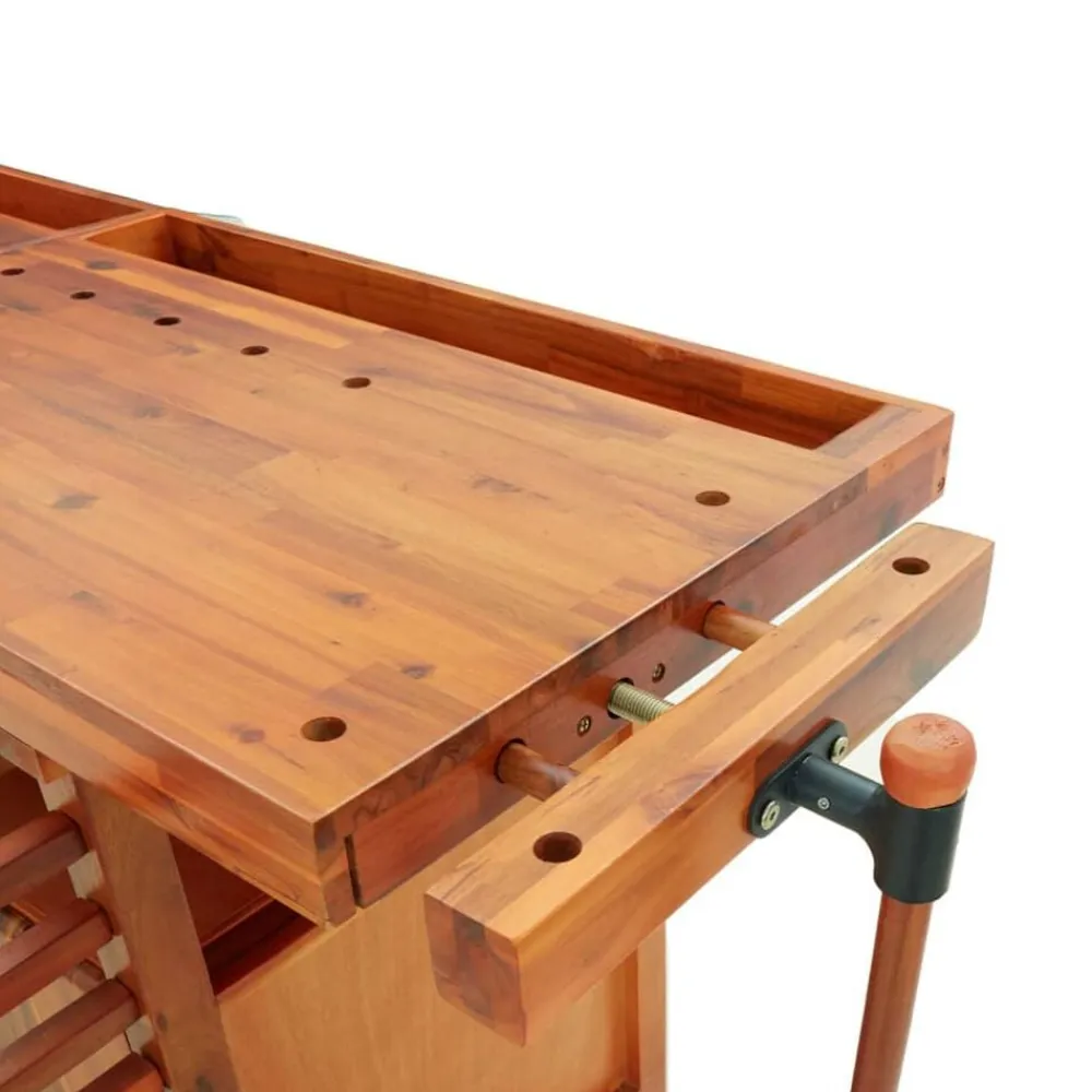 vidaXL Accesorios De Bricolaje-Banco de trabajo cajones y tornillos banco madera 162x62x83 cm