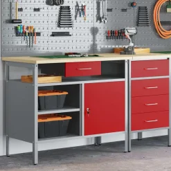 vidaXL Accesorios De Bricolaje-Banco de trabajo con cajón y Gris 100 x 55 x 85 cm