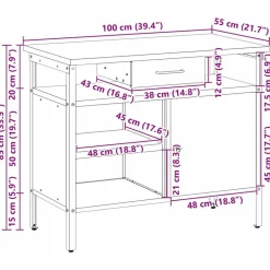 vidaXL Accesorios De Bricolaje-Banco de trabajo con cajón y Gris 100 x 55 x 85 cm