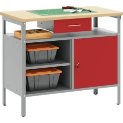 vidaXL Accesorios De Bricolaje-Banco de trabajo con cajón y Gris 100 x 55 x 85 cm