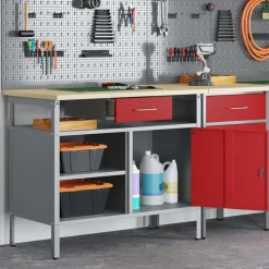 vidaXL Accesorios De Bricolaje-Banco de trabajo con cajón y Gris 100 x 55 x 85 cm