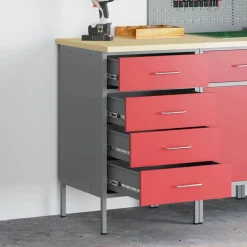 vidaXL Banco de trabajo con cajón y Gris 50 x 55 x 85 cm Rojo Outlet
