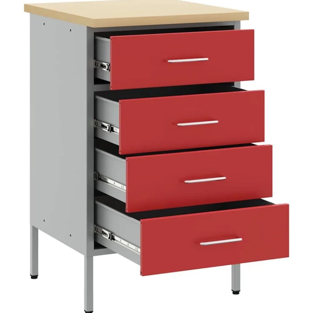 vidaXL Banco de trabajo con cajón y Gris 50 x 55 x 85 cm Rojo Outlet