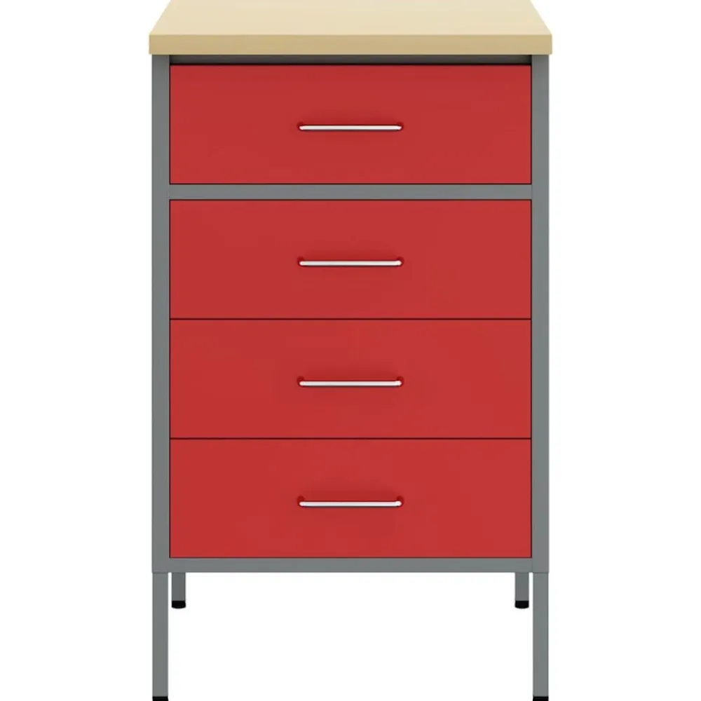 vidaXL Banco de trabajo con cajón y Gris 50 x 55 x 85 cm Rojo Outlet
