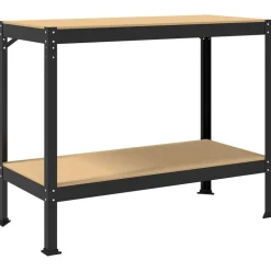 vidaXL Banco de trabajo con estante Negro 115 x 55 x 91 cm Discount