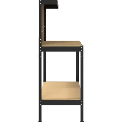 vidaXL Accesorios De Bricolaje-Banco de trabajo con estante Negro 114 x 54 x 145 cm