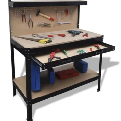 vidaXL Accesorios De Bricolaje-Banco de trabajo con tablero y cajón