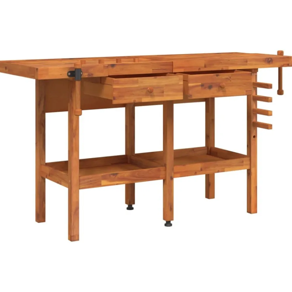 vidaXL Banco de trabajo cajones y tornillos banco madera 162x62x83 cm New