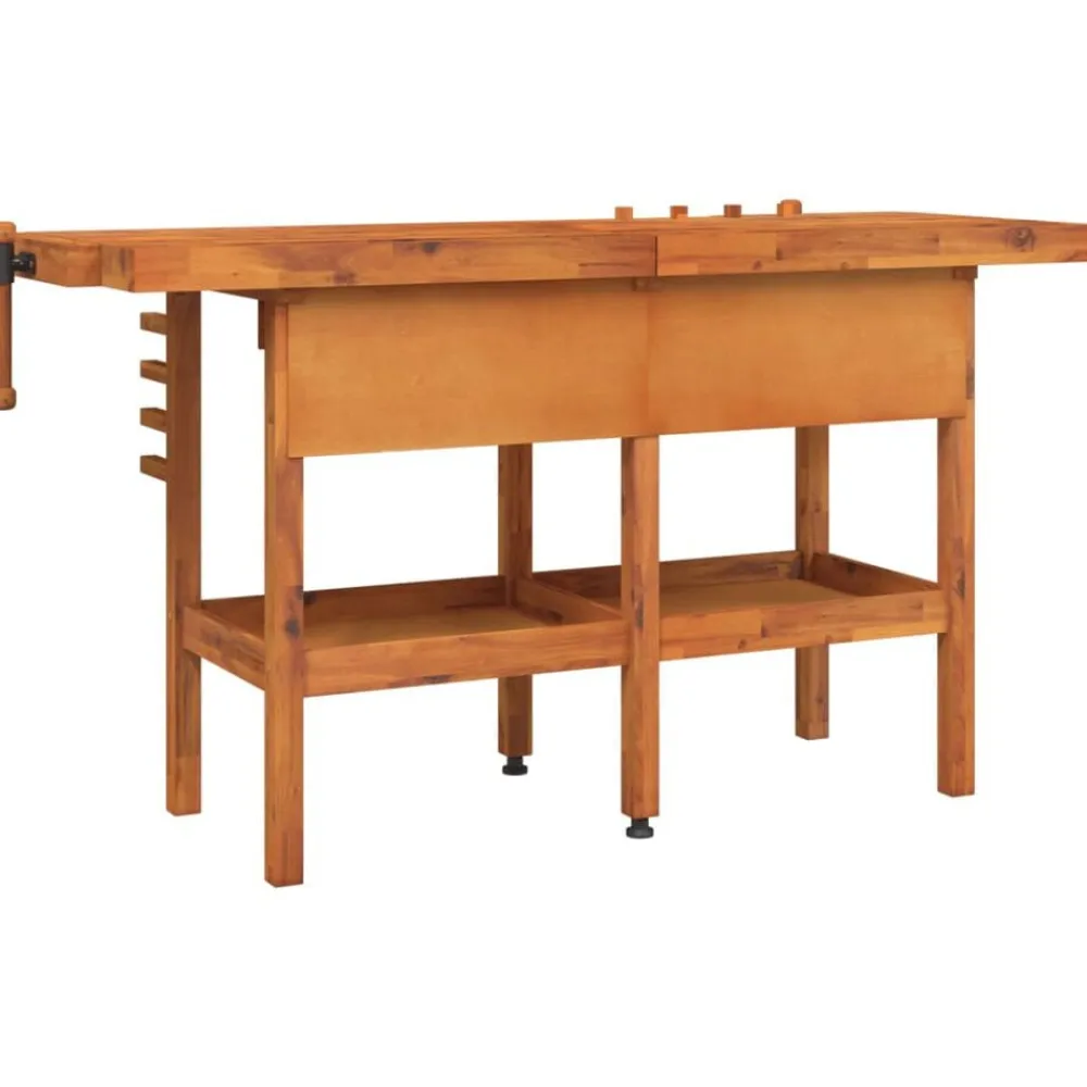 vidaXL Banco de trabajo cajones y tornillos banco madera 162x62x83 cm New