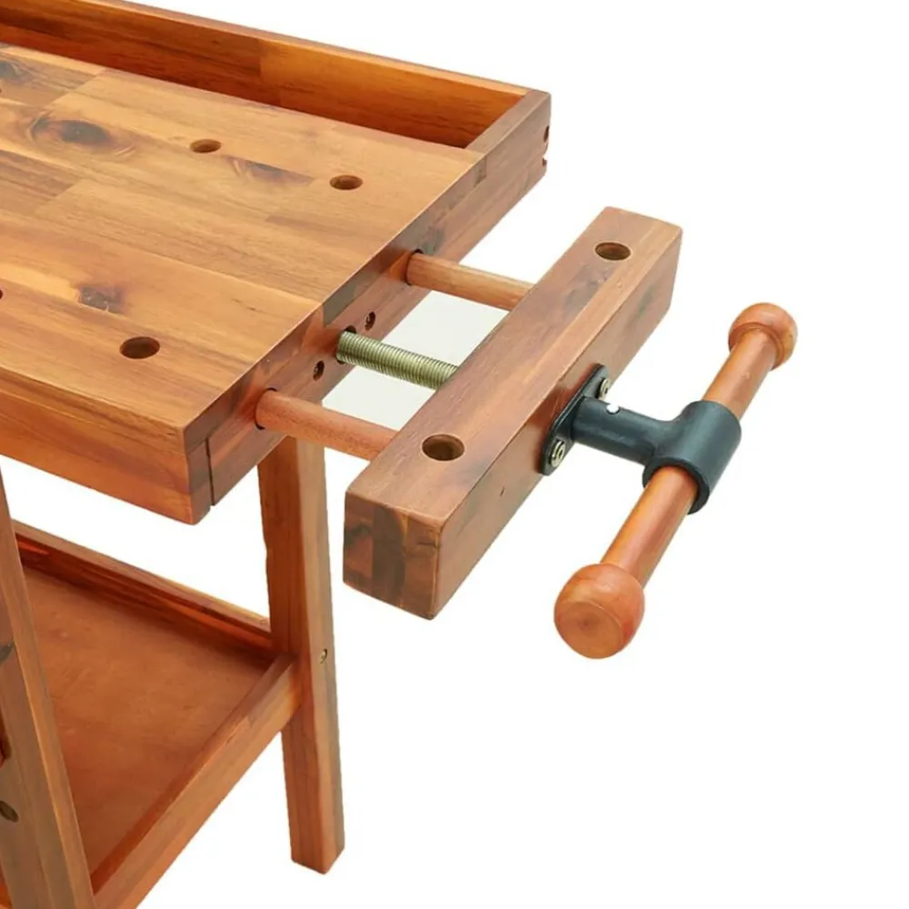 vidaXL Banco de trabajo cajones y tornillos banco madera 162x62x83 cm New