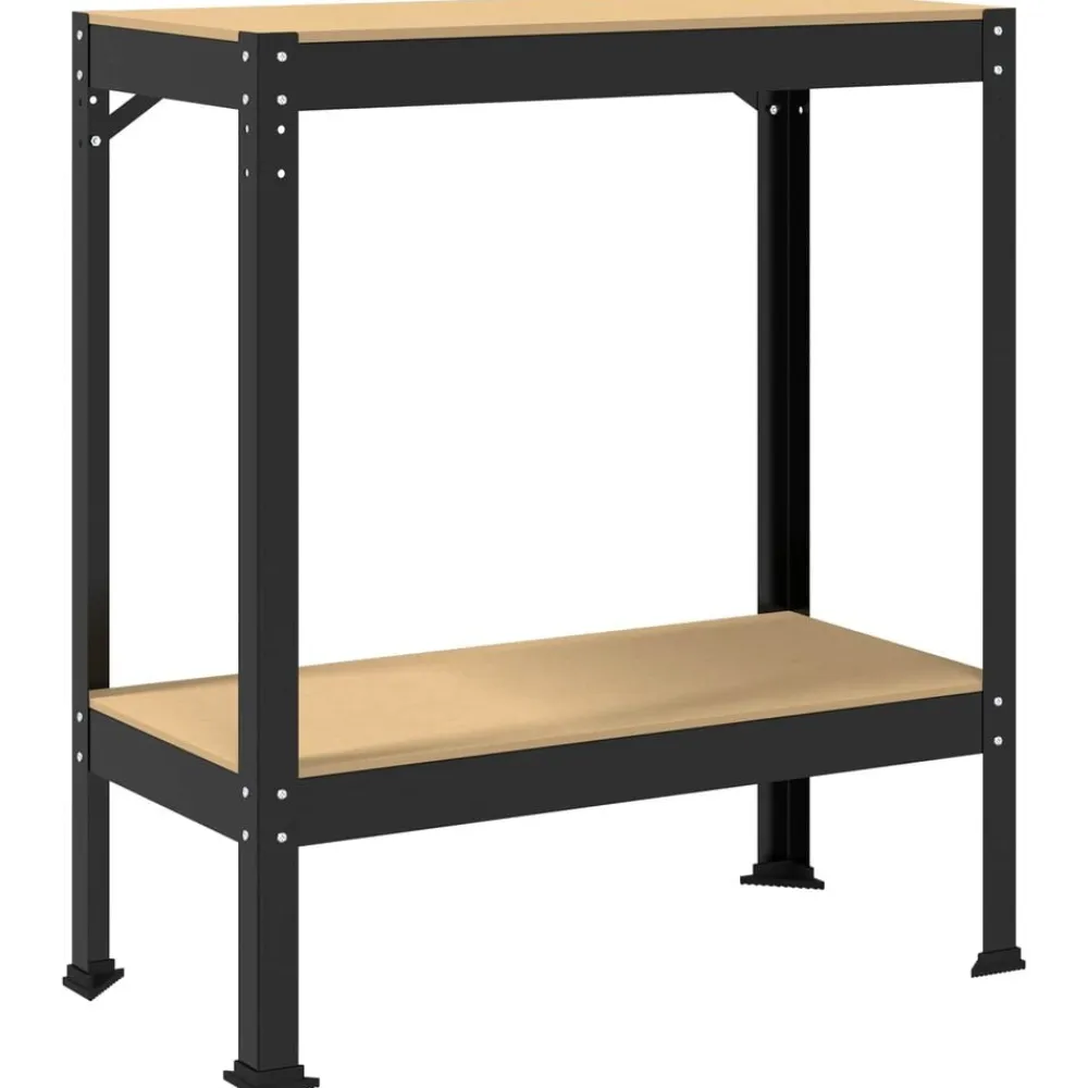 vidaXL Banco de trabajo con estante Negro 81 x 41 x 91 cm