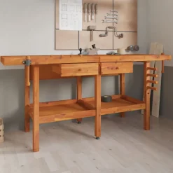 vidaXL Accesorios De Bricolaje-Banco de trabajo cajones y tornillos banco madera 192x62x83 cm