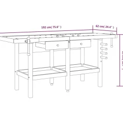 vidaXL Accesorios De Bricolaje-Banco de trabajo cajones y tornillos banco madera 192x62x83 cm