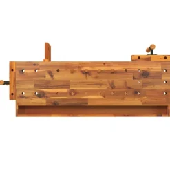 vidaXL Banco de trabajo con cajón y tornillos de banco 124x52x83 cm madera maciza de acacia Best