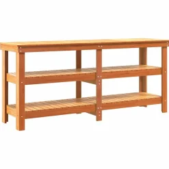vidaXL Accesorios De Bricolaje-Banco de trabajo con estante Marrón cera 181.5 x 50 x 80 cm