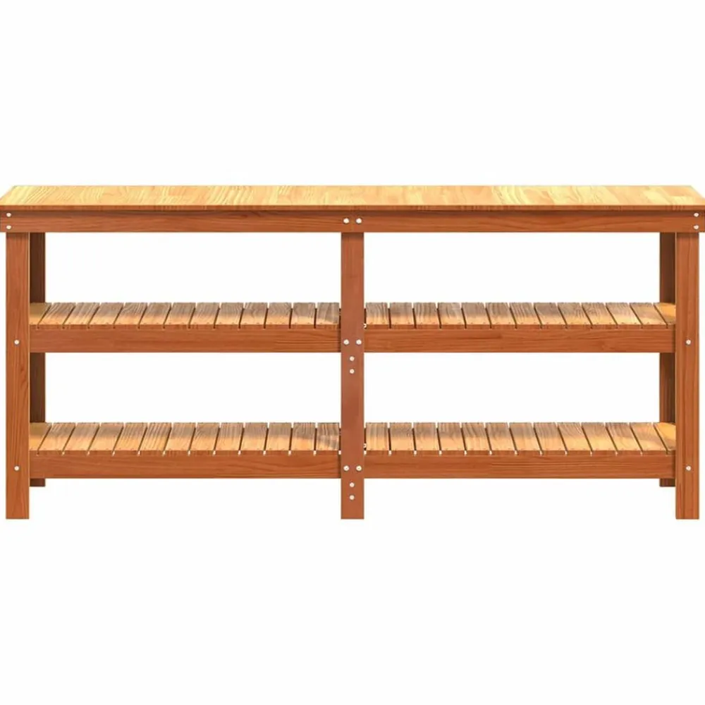 vidaXL Accesorios De Bricolaje-Banco de trabajo con estante Marrón cera 181.5 x 50 x 80 cm