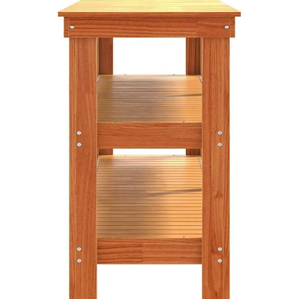 vidaXL Accesorios De Bricolaje-Banco de trabajo con estante Marrón cera 181.5 x 50 x 80 cm