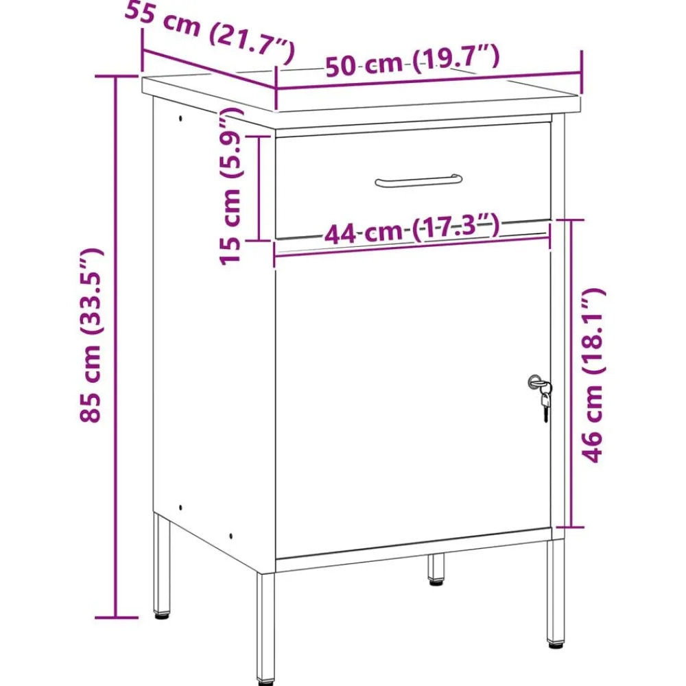 vidaXL Accesorios De Bricolaje-Banco de trabajo con cajón y Gris 50 x 55 x 85 cm