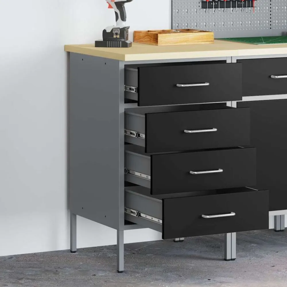 vidaXL Accesorios De Bricolaje-Banco de trabajo con cajón y Gris 50 x 55 x 85 cm